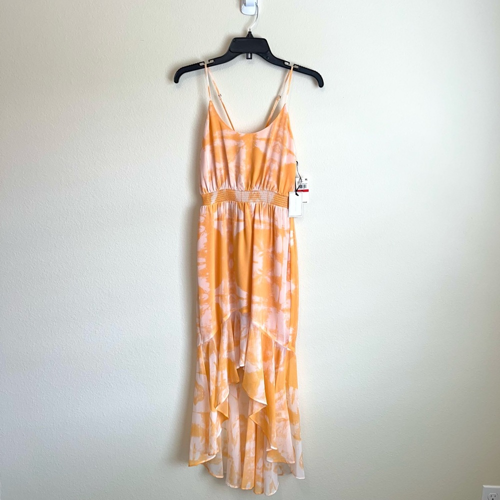 1.State Desert Oasis Canyon Orange White High-Low Dress Women’s Size X-Small NWT